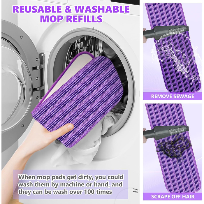 Швабра з розпилювачем, швабра для підлоги з розпилювачем, набір швабр з 3 змінними мікрофібровими накладками, підходить для одноразових накладок, біла швабра з резервуаром для води