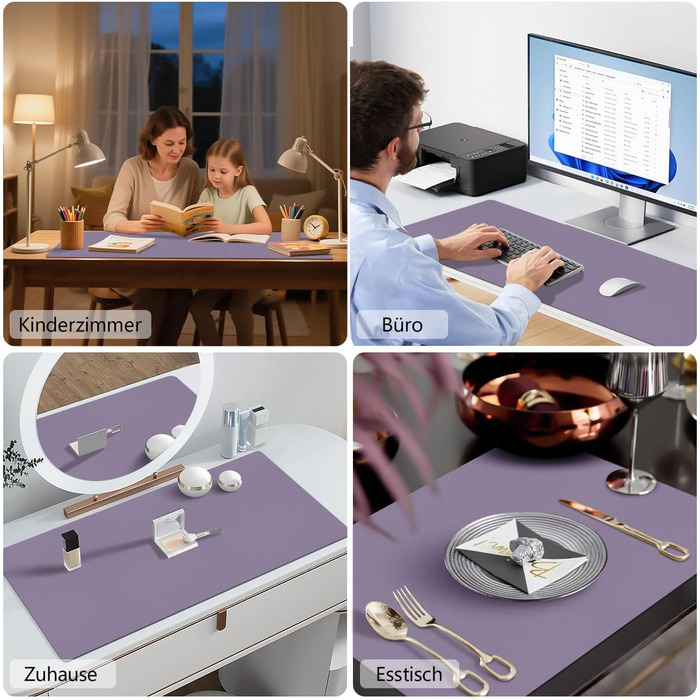 Килимок для столу Zindoo XL 120x60 см Лаванда - захист від подряпин, водостійкий, для миші та письма