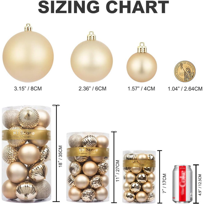 Прикраси для ялинки Busybee: 30 кульок, 6 см, пластик, шампань