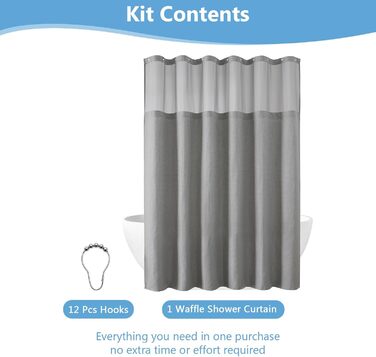 Шторка для душу FY&XZH з гачками, важка, водонепроникна, з ТПУ-покриттям, стиль готелю з сітковим вікном, 2 гачки, зелений (83 x 83 см)