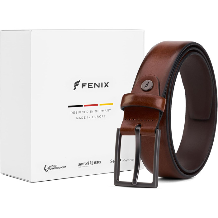 Чоловічий ремінь FENIX LOS ANGELES з нікель-вільною пряжкою, 30 мм, еластичний та регульований, для костюмів та джинсів (Desert Cognac, 85)