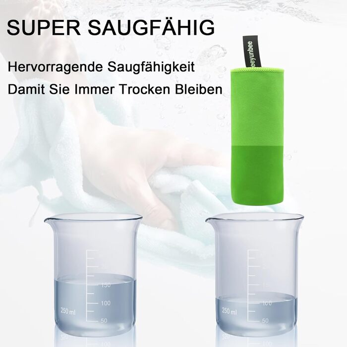 Набір рушників Leeyunbee з мікрофібри (2 шт.) - 160x80 см + 80x40 см, швидковисихаючі, для спорту, подорожей, пляжу (зелений)