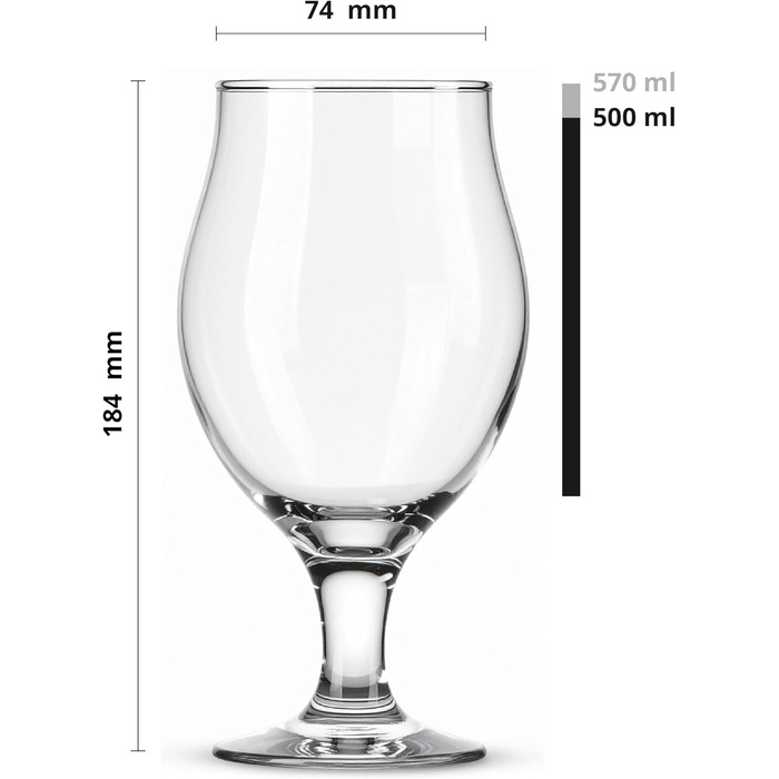 Набір келихів для пива KROSNO 1992, 6 шт., 500 мл - келихи для пива, стаута, коктейлів, сумісні з посудомийною машиною
