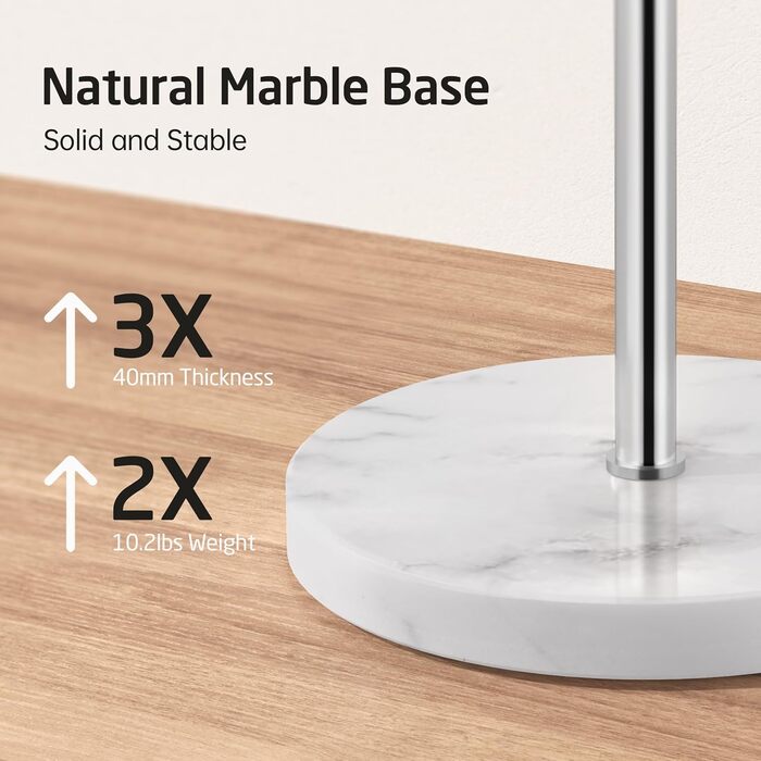 Підставка для рушників KES Gold на ніжці, з мармуровою основою, з нержавіючої сталі 18/8, 3-х секційна, полірована, BTH219-BZ