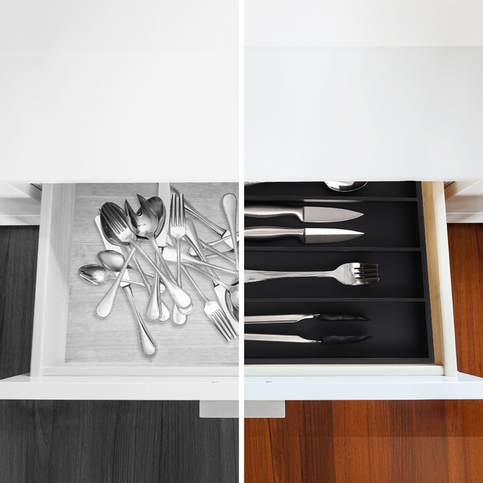 Relaxdays Black Cutlery Box with 6 Compartments
