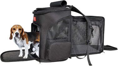 Розширюваний рюкзак для домашніх тварин One for Pets для котів та собак, чорний колір