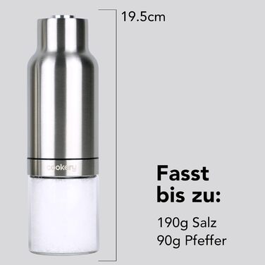 Електричний набір для солі та перцю з нержавіючої сталі з керамічним жорном. Набір для спецій: мельниця для перцю, солянка, мельниця для солі. Сріблястий колір, скляний.
