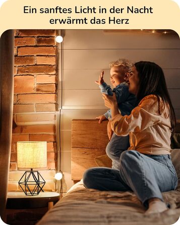 EDISHINE Настільна лампа - Сучасний індустріальний дизайн, E14 цоколь, вінтаж, для спальні/вітальні, білий & золотий (льон + чорний)