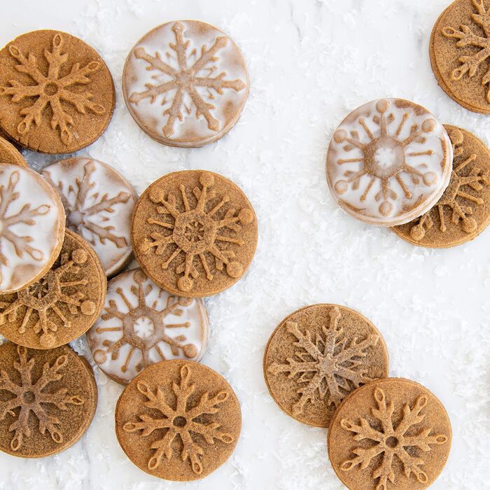 Nordic Ware Disney Frozen 2 Cookie Stamps, Design: Falling Snowflake, Set of 3, Silver with Blue Handles