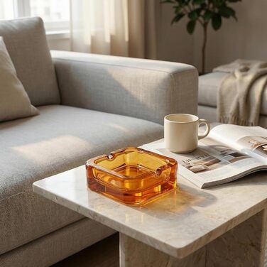 Вінтажна попільничка з кришкою, металева, з кулькою, непротікаюча, для дому, офісу, готелю, вулиці - декоративний подарунок (жовта)