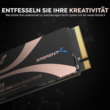 SSD Sabrent Rocket 1TB 2242 PCIe Gen 4 NVMe DRAM-Less - SB-2142-1TB