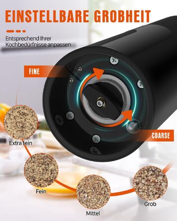 Електричний набір млинків для солі та перцю Homtronic, 2 шт, 110 мл, чорний