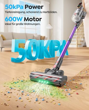 Бездротовий акумуляторний пилосос Fieety 600W з турбощіткою для тварин, 65 хвилин роботи, 8-шарова фільтрація та ароматерапією, для дому, авто та твердих поверхонь