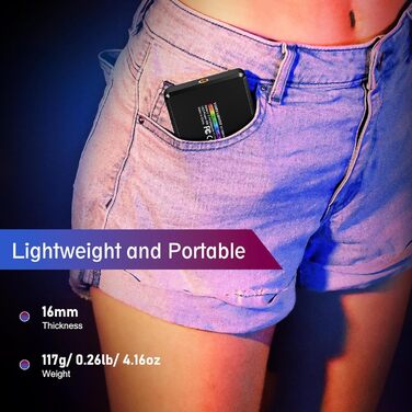 LED світло для селфі на телефон ST-120RGB-CT: 120 світлодіодів, 2500-9000K, регулювання яскравості, 3000mAh, CRI 95+, з тримачем та штативом для фото/відео