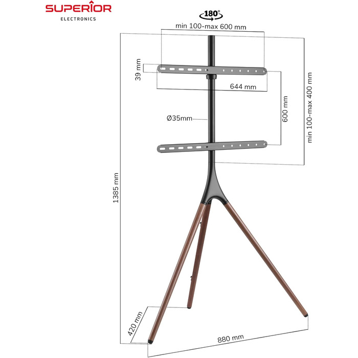 Підставка для телевізора Superior Electronics SUPSTV012, 42-70 дюймів, VESA 200x200 - 600x400