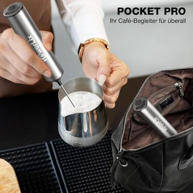 POWERLIX Pro 3-в-1 Електричний Молочний Піноутворювач Ручний - USB-C, Акумулятор, 10 000 об/хв, Змінні Насадки для Латте Макіато/Капучино/Збитий Крем, Портативний Барista