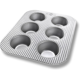 USA Pan Nonstick Muffin Tin for 6 Muffins, Aluminized Steel