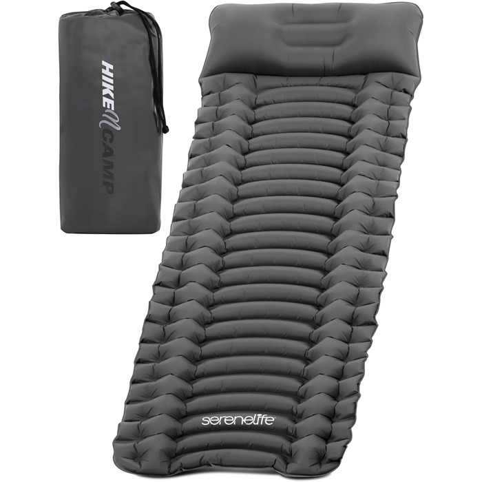Спальні килимки та спальні мішки SereneLife – водонепроникні та міцні, для кемпінгу, трекінгу та відпочинку на природі (сірий)