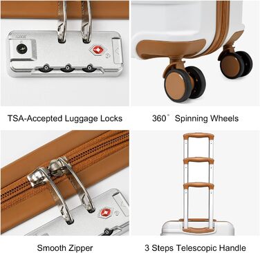 Чемодан British Traveller для ручної поклажі, середній, 64 x 43 x 26.5 см, з TSA-замком, ABS+PC, 24'+28' (білий)