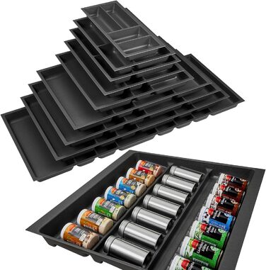 Вставка для спецій ORGA-BOX 3 антрацитова з текстурою Canvas, 473x491 мм, для шухляд 60 см (Nobilia, після 08.2012)
