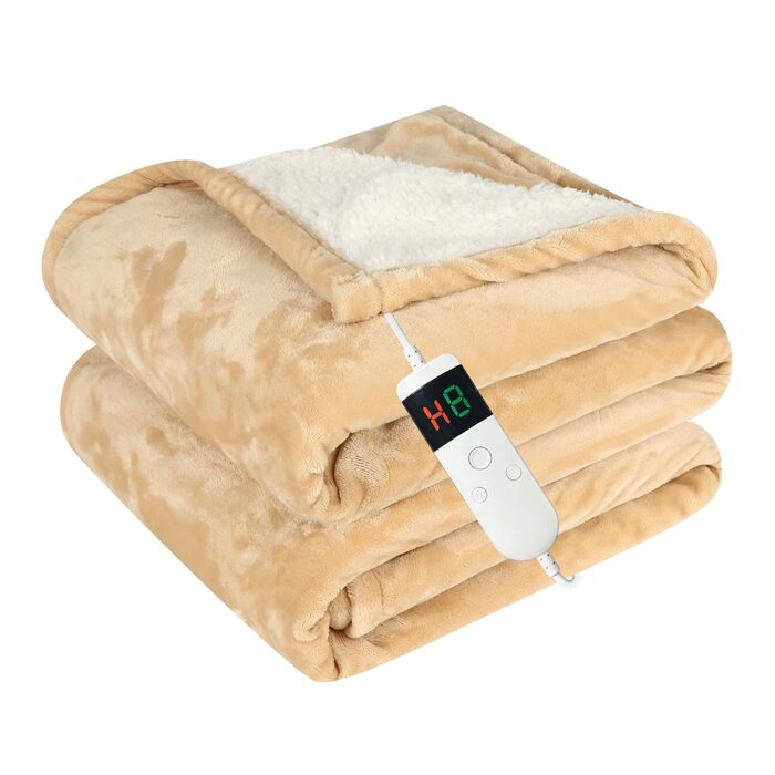 Електрична ковдра Qieryun з автовимкненням, 130x180 см, 10 режимів нагріву, таймер, захист від перегріву, флісова, для дому та офісу (Хакі, 150 x 180 см)