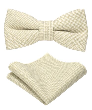 Метелик чоловічий JEMYGINS вовняний однотонний з нагрудною хустинкою, білий молочний, для осені та зими