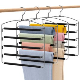 Housolution Плечики для штанів металеві, 35 см, 4 шт., чорні, з антиковзким покриттям для одягу, шарфів, краваток