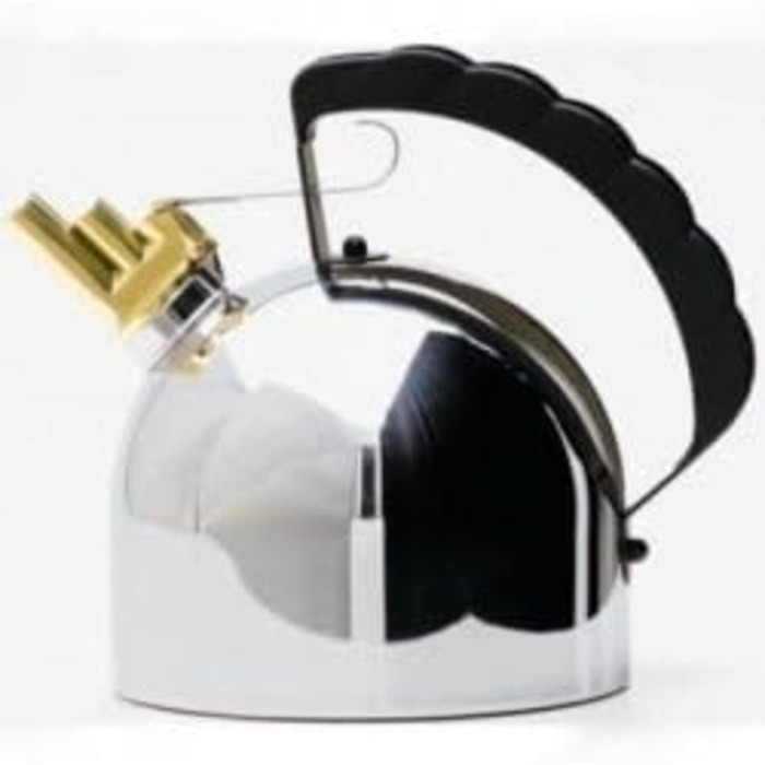 Alessi | 9091 FM - Kettle with Melodic Brass Whistle, Stainless Steel, 9.8 x 20 x 29 cm