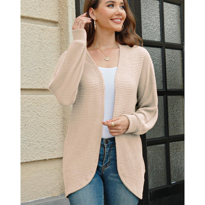 Жіночий кардиган Strickjacke: довгий, осінній, з V-подібним вирізом, весняний, елегантний, легкий, стильний, хакі, розмір L