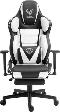 TRISENS Gaming Chair Racing Style Chair with Sports Seat and Ergonomic 4D Armrests, Color: Black/White