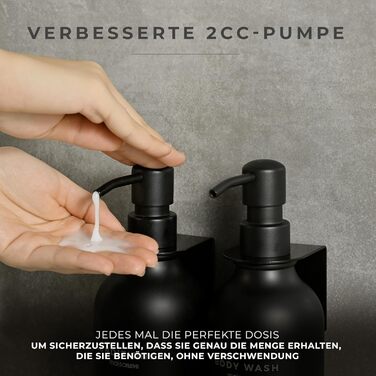 Шампунь MaisoNovo: Набір з 3 флаконів (500 мл) для самостійного наповнення, дозатор з чорним насосом, настінний кріплення, прозорий колір