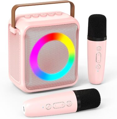 Караоке іграшка Ankuka для дітей та дорослих з 2 мікрофонами, портативна караоке-машина з LED-підсвічуванням та ефектами зміни голосу, подарунок для дітей 3-18 років, хлопчиків та дівчаток