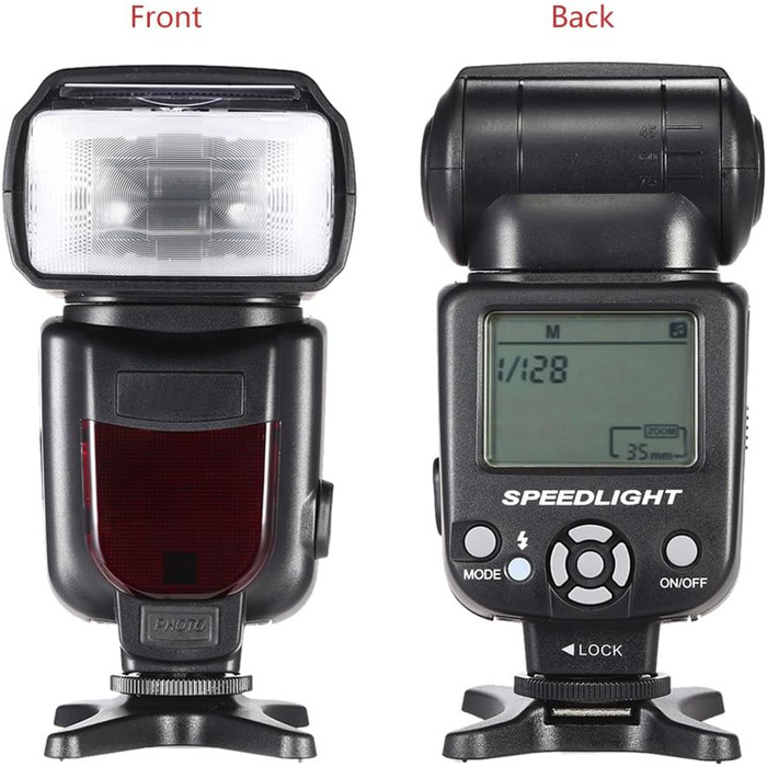 Цифровий спала́х Speedlite з LCD-дисплеєм, сумісний з камерами Nikon, Canon, Sony, Panasonic, Leica, Fujifilm, Pentax та Olympus