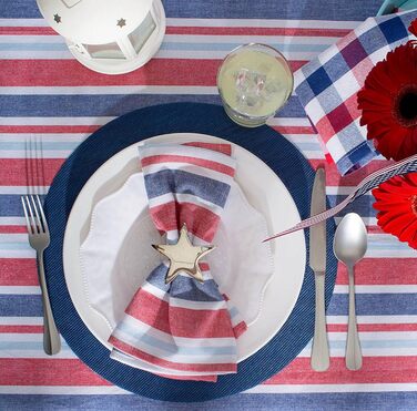 DII PVC Tablecloth Collection - Woven for Indoors and Outdoors, Polyvinyl Chloride, Nautical Blue, Round Placemat Set, 13.75