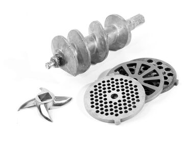 М'ясорубка електрична HENDI з насадками для ковбас, стейків та 3 трубочками для фаршу, 400 Вт, рожева