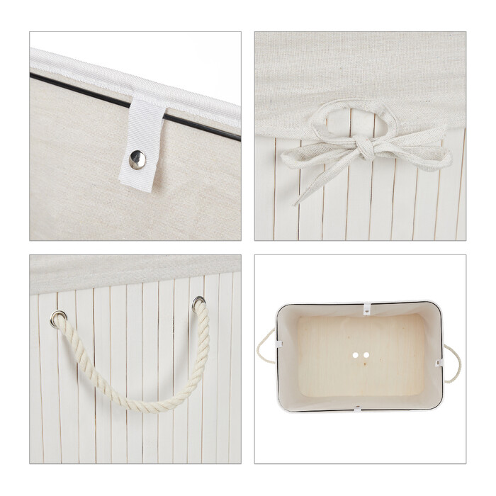 Relaxdays Bamboo Laundry Basket with 3 Compartments