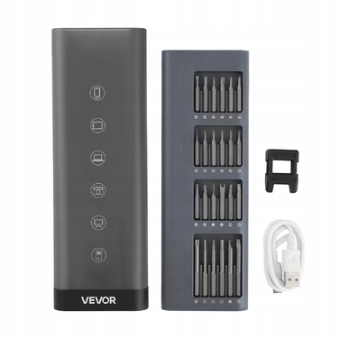 Електрична викрутка VEVOR, набір 48 предметів, 3.7V, 0.5Nm, 350mAh, з LED-підсвіткою