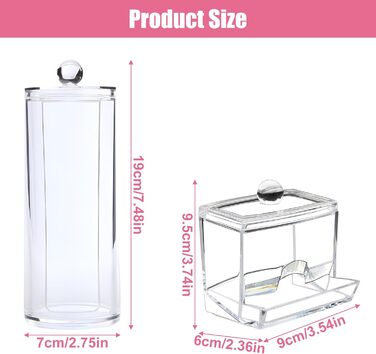 Контейнер для ватних дисків CAILI, 2 шт. - прозорий бокс для зберігання ватних дисків та ватних паличок