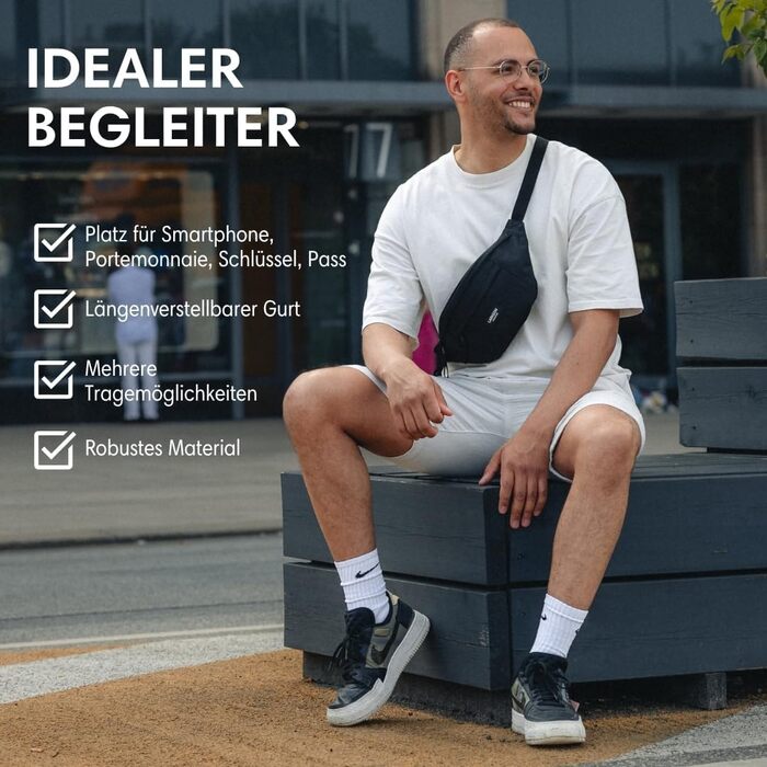 Поясна сумка LARKSON Bauchtasche для жінок та чоловіків, бежева - Ole, для спорту, відпочинку, міста, фестивалів, з ремінцем, водонепроникна (Блакитна Ягода)