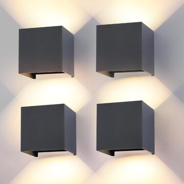 LED настінний світильник FUPE 15W для внутрішнього та зовнішнього використання. Регульований кут світла, 3 кольори, IP65, вологозахист, алюміній, чорний. Комплект 1