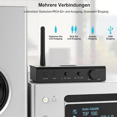 1Mii DS700 Bluetooth передавач/приймач HiFi з DAC, LDAC, aptX HD/LL, OLED-дисплеєм, 3-в-1 аудіоадаптер для ТВ, навушників, колонок, стереосистеми