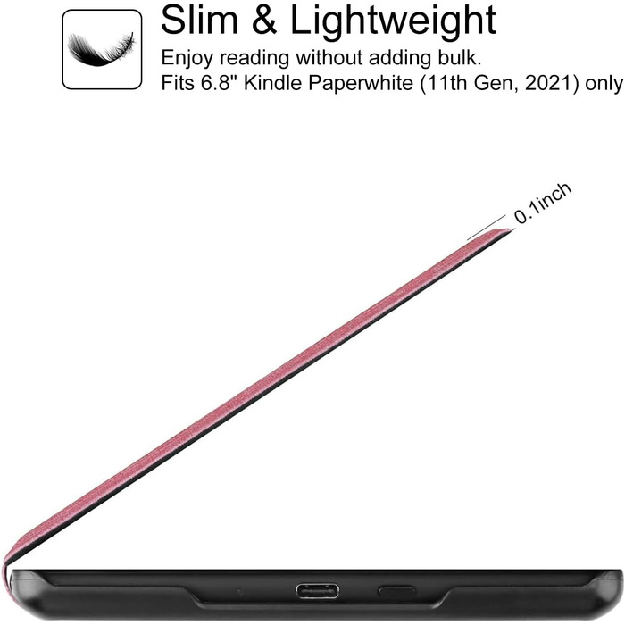 Чохол для Kindle Paperwhite 11th Gen (M2L3EK/M2L4EK) – рожевий, Kunstleder, Auto Sleep/Wake