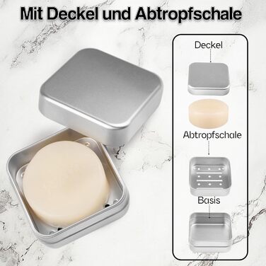 Набір мильниць для подорожей 2 шт. з алюмінію з підсіткою, вологостійкі, антикорозійні для дому та подорожей, зберігання мила та пінки для гоління (срібло, 2 шт.)