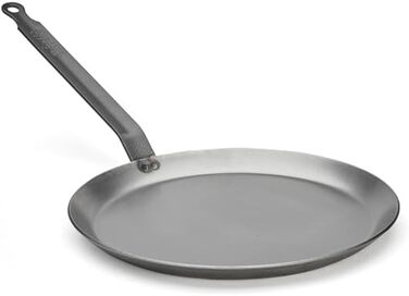 Млинцева пательня de Buyer Carbone Plus, важка, 24 см, з вуглецевої сталі, срібляста