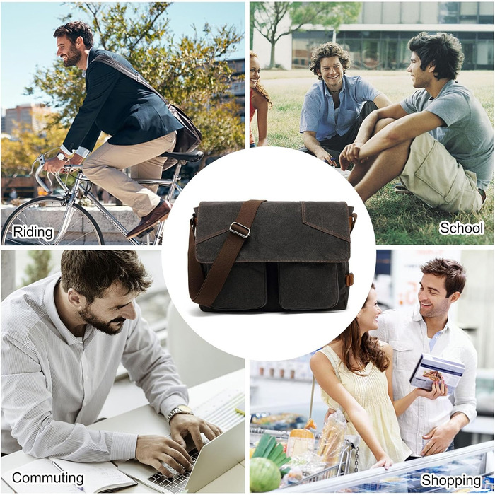 Чоловіча/Жіноча сумка через плече FANDARE для ноутбука 15.6 дюймів, Messenger Bag (Чорна)