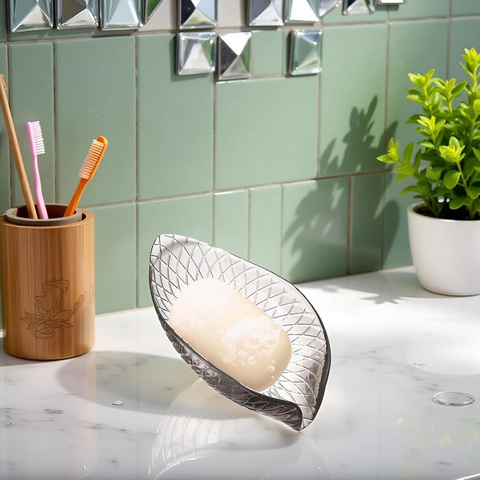 Чорна мильниця з присоском | Прозора мильниця для душу та ванни | Мильниця для мила, рушників та аксесуарів