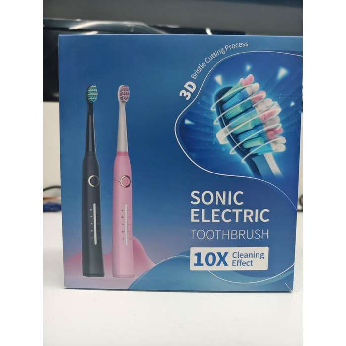 Електрична зубна щітка Demita зі звуковою технологією, 8 насадок, 40000 VPM, 5 режимів, швидка зарядка (30 днів роботи), чорний та рожевий кольори, у комплекті з кейсом S1