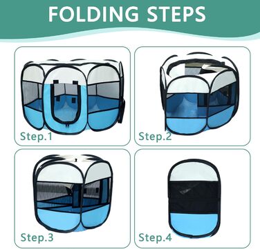 Клітка-загон для собак та котів, портативна, складна, для дому та вулиці, з дверцятами та блискавкою, Pop-Up, для кемпінгу
