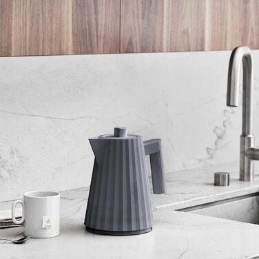 Alessi Plissé Electric Kettle - 1.0L, 2400W, Gray - Thermoplastic Resin, European Plug
