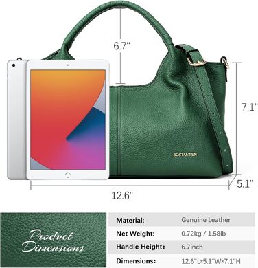 Сумка жіноча BOSTANTEN шкіряна шопер Hobo з ручкою та регульованим ременем, коричнева